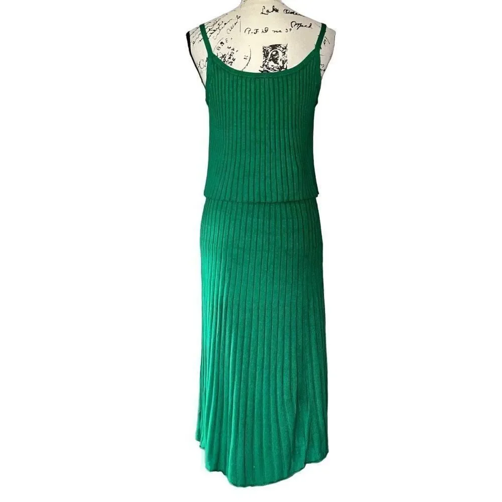 Scoop‎ NYC green 2-piece tank sweater & skirt set small 4-6